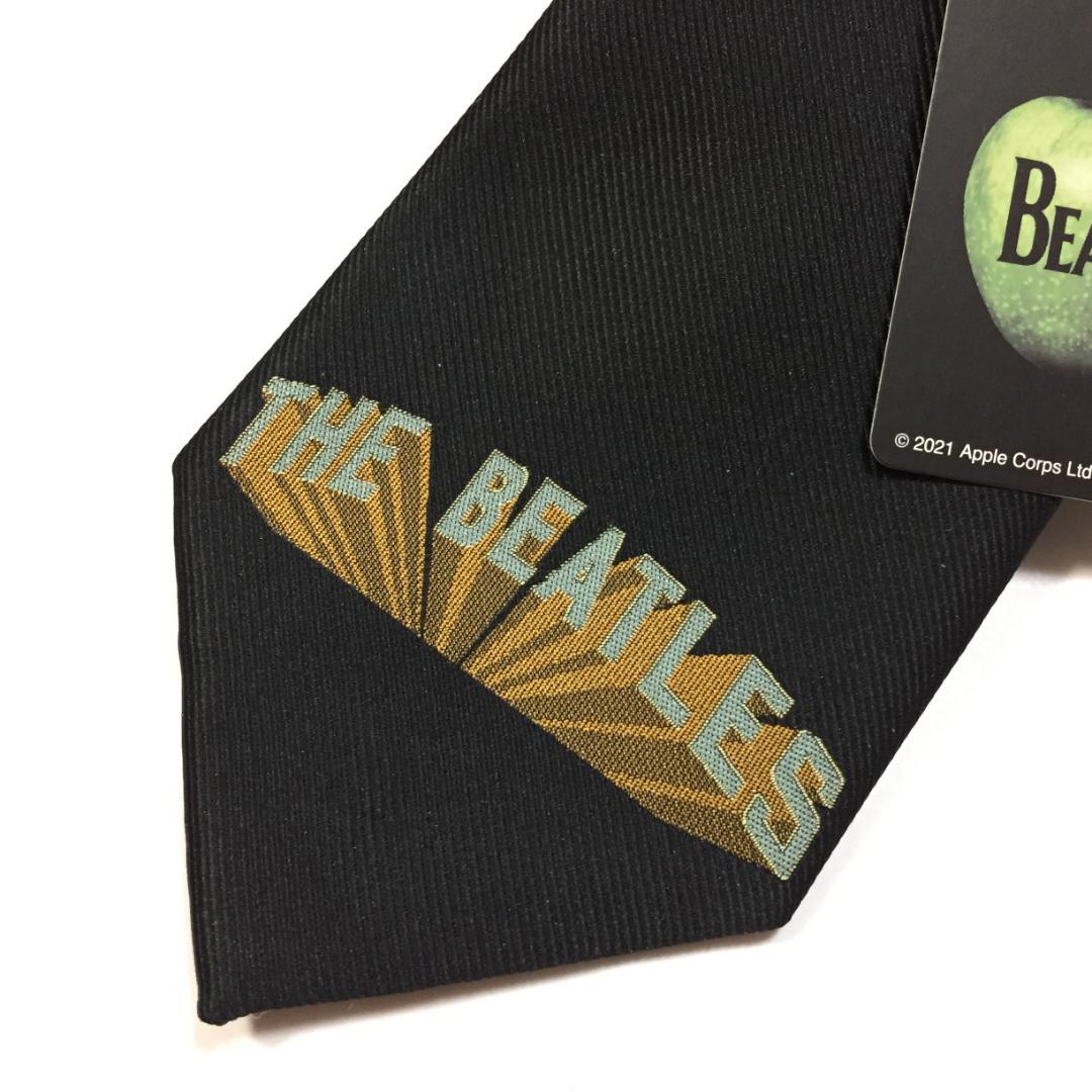 希少 新品 正規 ビートルズ Beatles ロゴ ネクタイ シルクタッチ 黒