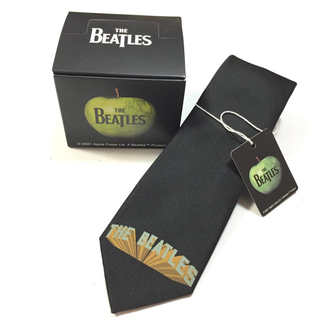 希少 新品 正規 ビートルズ Beatles ロゴ ネクタイ シルクタッチ 黒