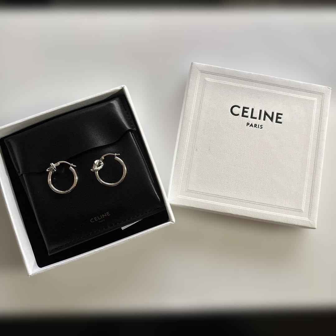 CELENEノットスモールフープピアス シルバー 2つセット CELINE セリーヌ メンズ ノットスモールフープ ピアス シルバー