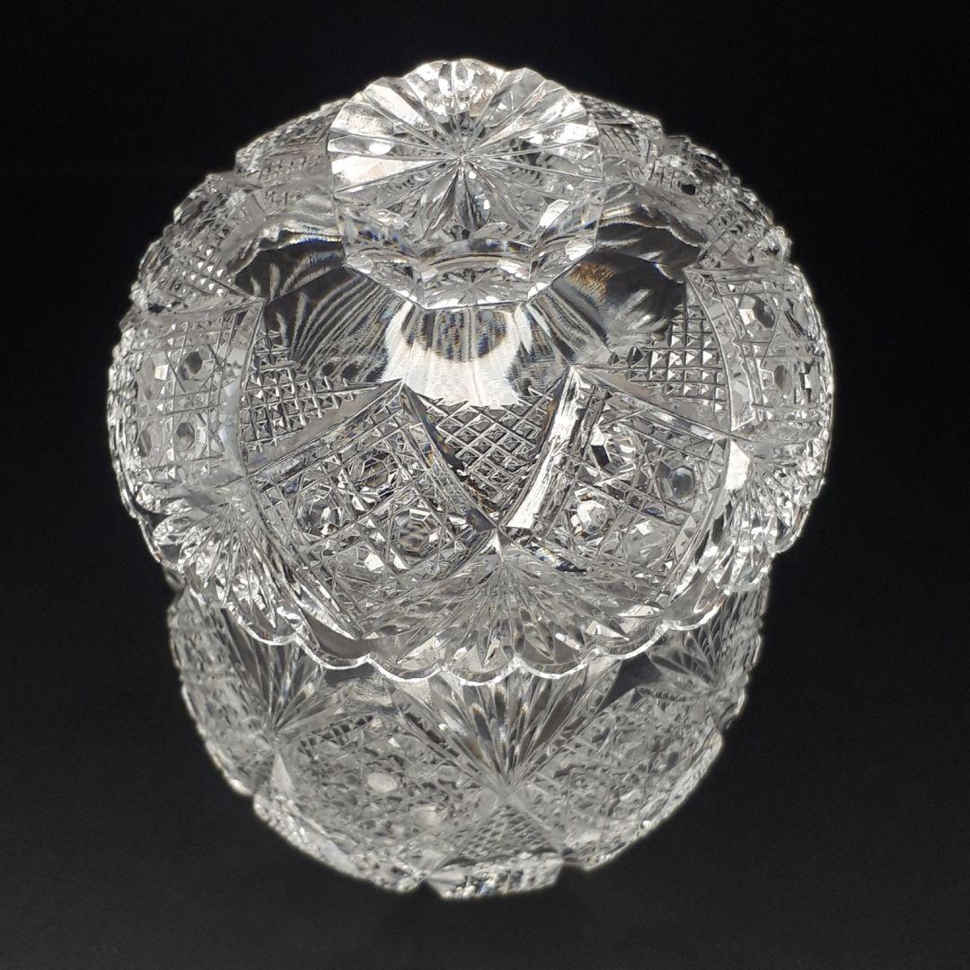 江戸切子 堀口硝子 最高級 蓋付きグラス 八角籠目 精密カット 【秀石 作】