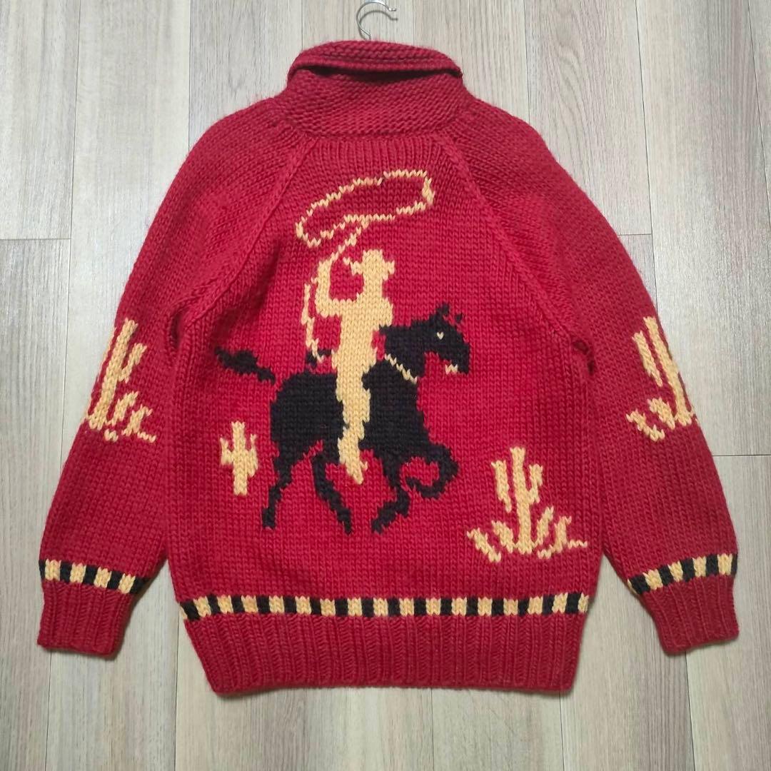 S33 ​ファーストダウン カウボーイ柄 厚手 フルジップニットセーター