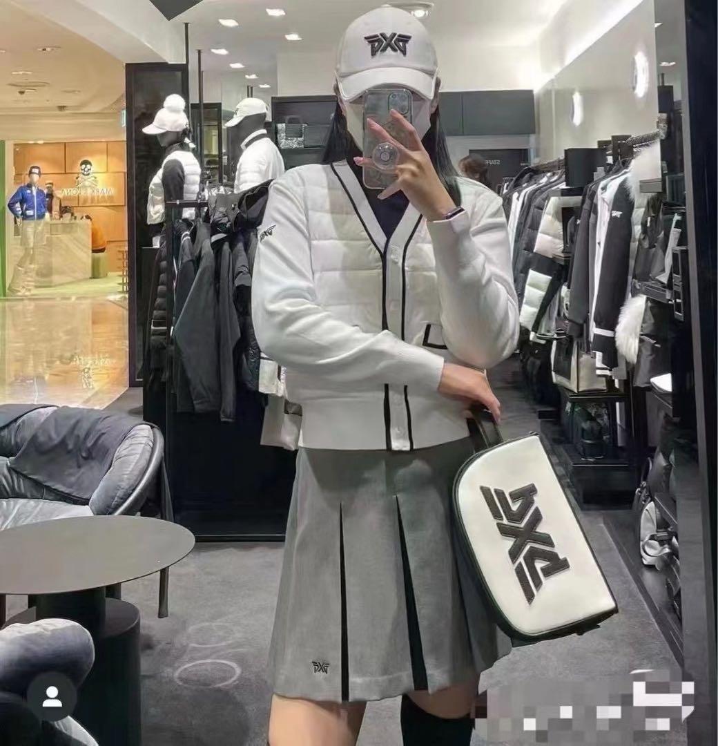 PXG ゴルフ レディース ニットダウン カーディガン ジャケット 長袖 白M