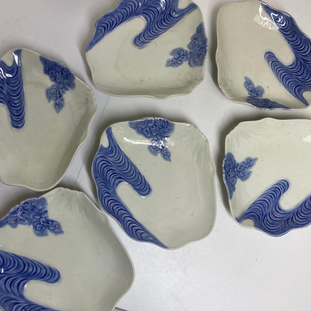 古伊万里 来付波に富士図 向付 21客 東K7-1215☆