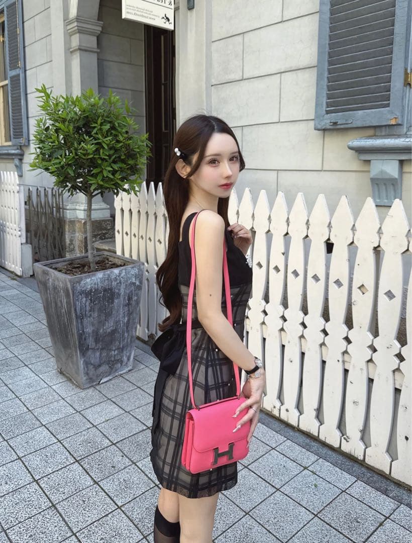 Lumignon Bijou grid ribbon dress