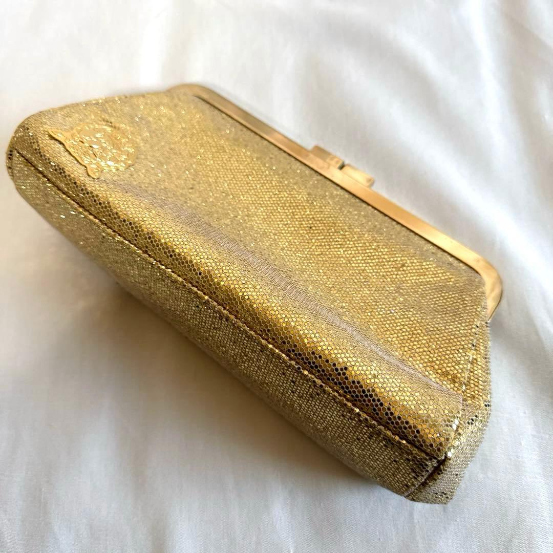 美品】A.D.M.J. ウォレットポーチ がま口 ゴールド