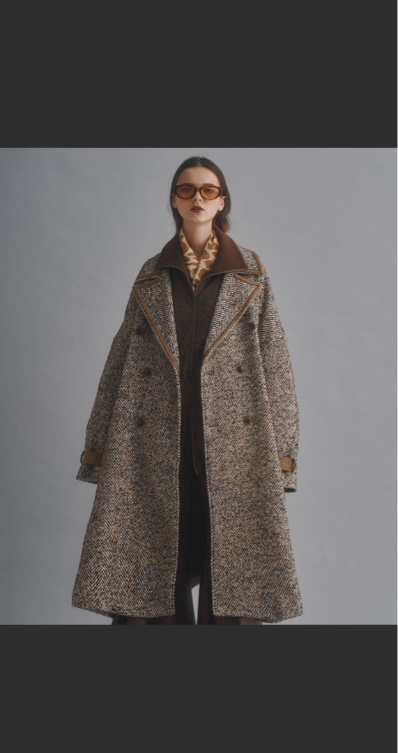 w*y様 seyto ヘリンボーンツイードオーバーロングコート - メルカリ