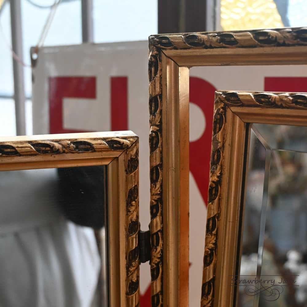 L3710-71 英国アンティーク デコラクティブ ミラー Mirror 三面鏡