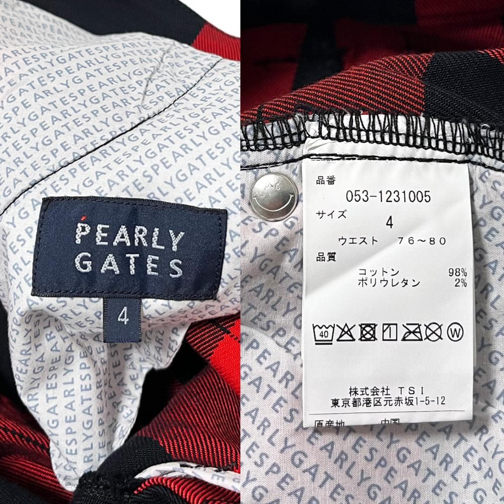 パーリーゲイツ ストレッチ入り バッファロー チェック ロゴ パンツ 4