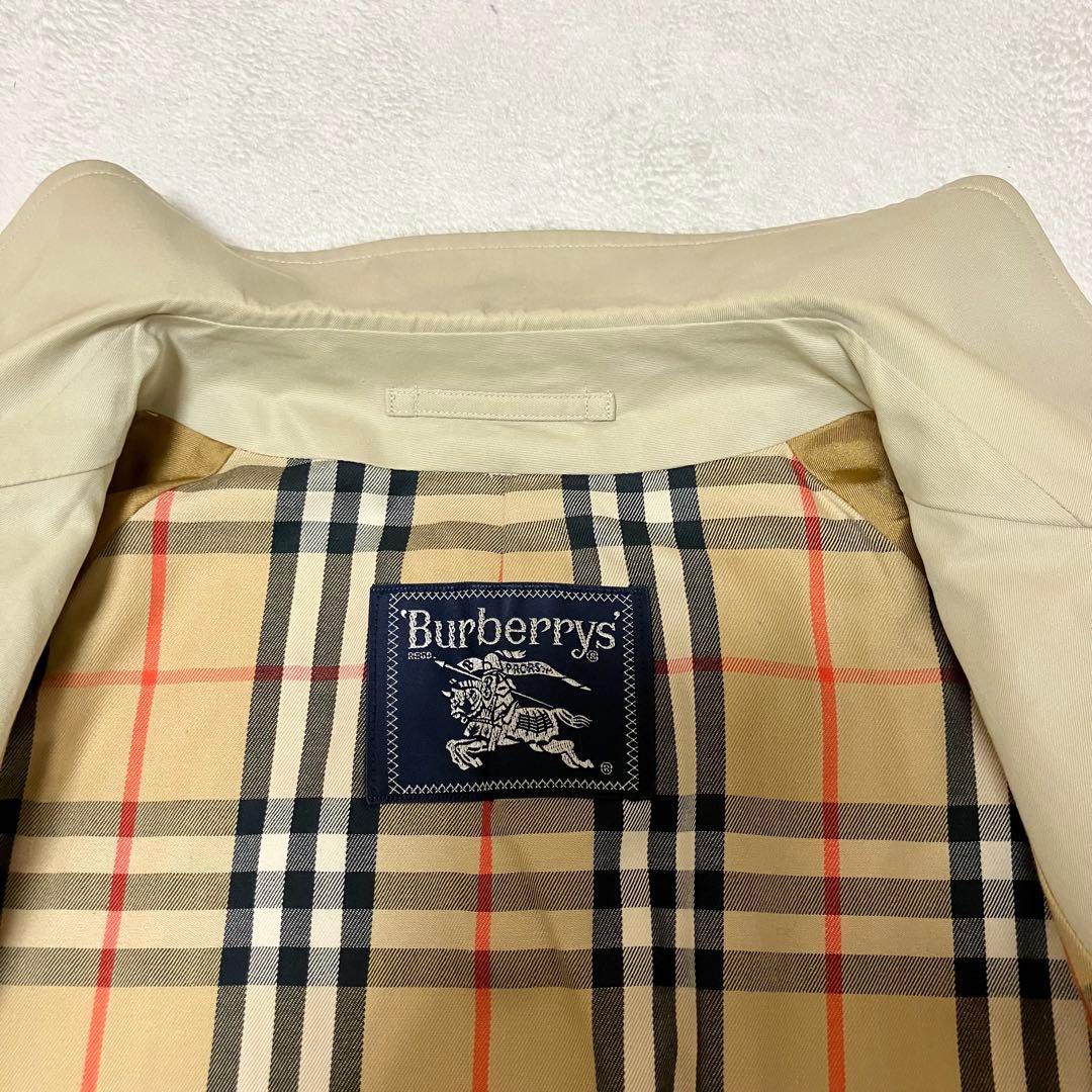 バーバリー ステンカラーコート ロング 裏ノバチェック総柄 大きめ