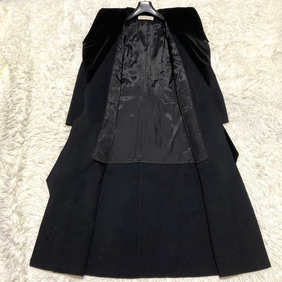 極美品✨VALENTINO カシゴラ 超ロングコート ベルト XL 襟ベロア 黒