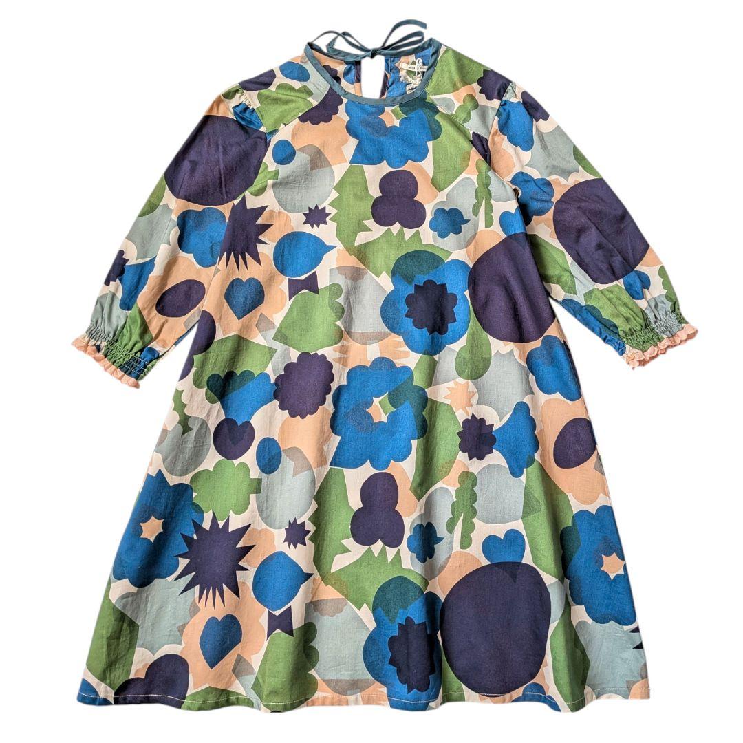 新品未使用 130 ミナペルホネン ワンピース flower basket 花柄 3 ET DEMI × mina perhonen 20th Special item “sky flower” の