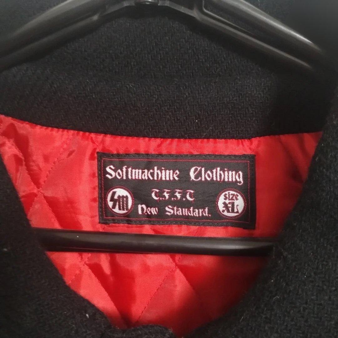 週末限定価格 soft machineスカル刺繍のウールレザースタジャン