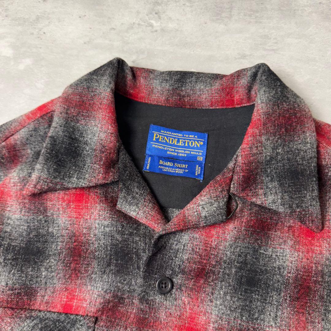 PENDLETON オンブレチェック 開襟シャツ ボードシャツ 黒 赤 キムタク
