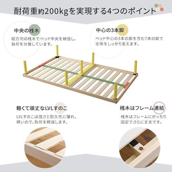 北欧パイン材すのこベッド セミダブル ナチュラル [7112]