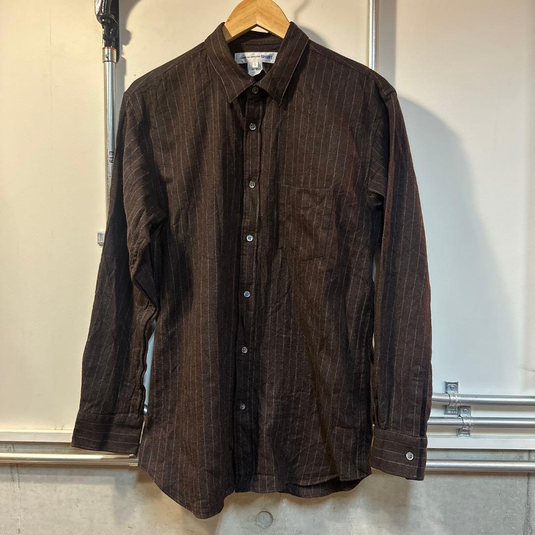 COMME des GARCONS SHIRT ブラウン　ストライプ　ウール 中古・古着通販】COMME des GARCONS SHIRT (コムデギャルソンシャツ