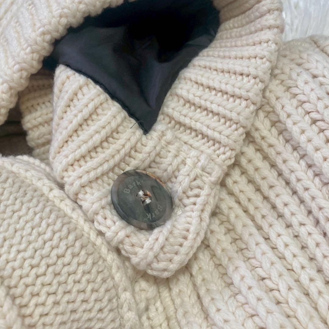 Bark ニットコート アイボリー S フード付き カジュアル ダッフル風