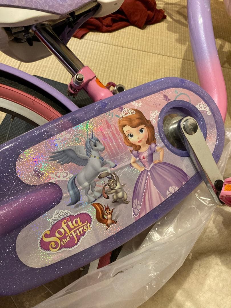 ソフィア幼児用自転車 三輪車スタンド付き補助輪付き18センチ中古品