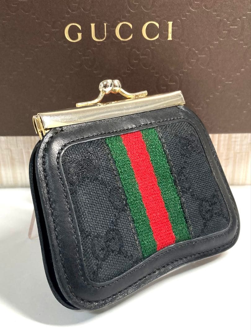 良品　GUCCI グッチ　オールドグッチ　シェリーライン　がま口　ケース グッチ オールドグッチ GGスプリーム シェリーライン がま口財布の