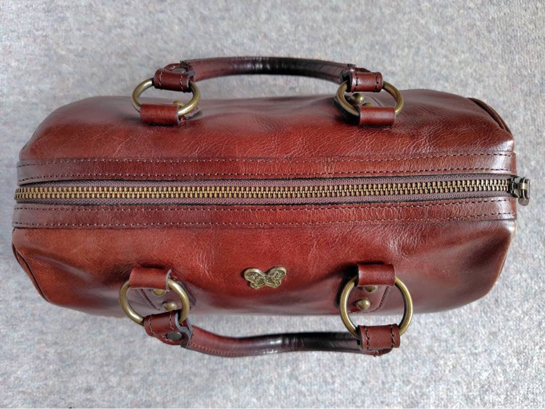 アナスイ ANNA SUI ボストンバッグ ハンドバッグ レザー 赤茶 ブラウン