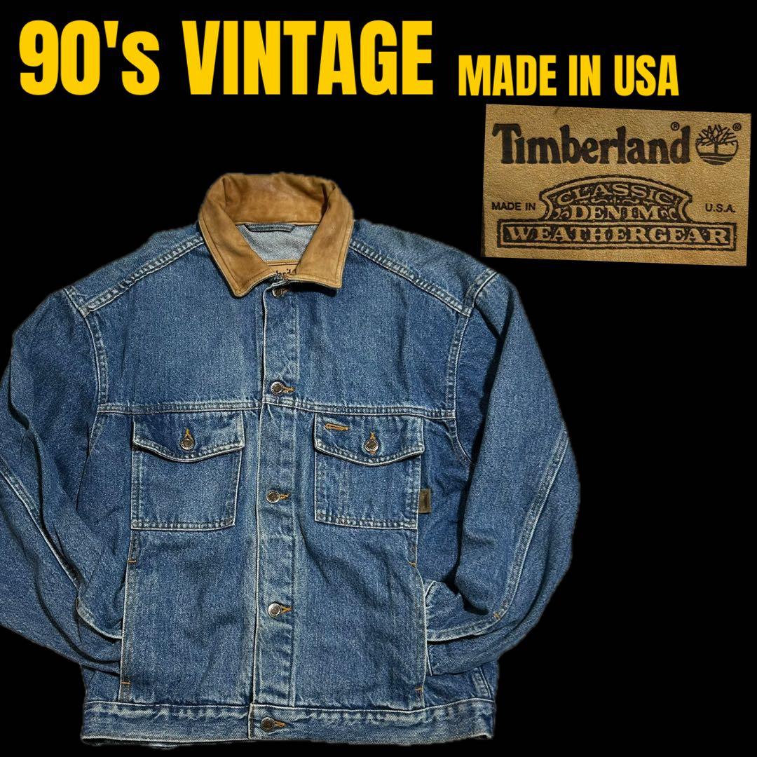 【90s】 USA製　ティンバーランド　デニムジャケット USA製 90s Timberland Denim Jacket 青 L ティンバーランド デニム