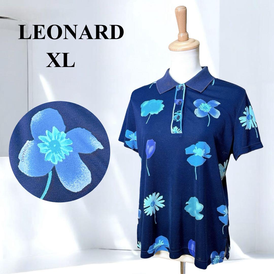 レオナール（XL）ポロシャツ/半袖/スポーツウェア /花柄/ゴルフ/トップス/紺 楽天市場】ゴルフウェア メンズ ポロシャツ 半袖 ゴルフ 秋 夏