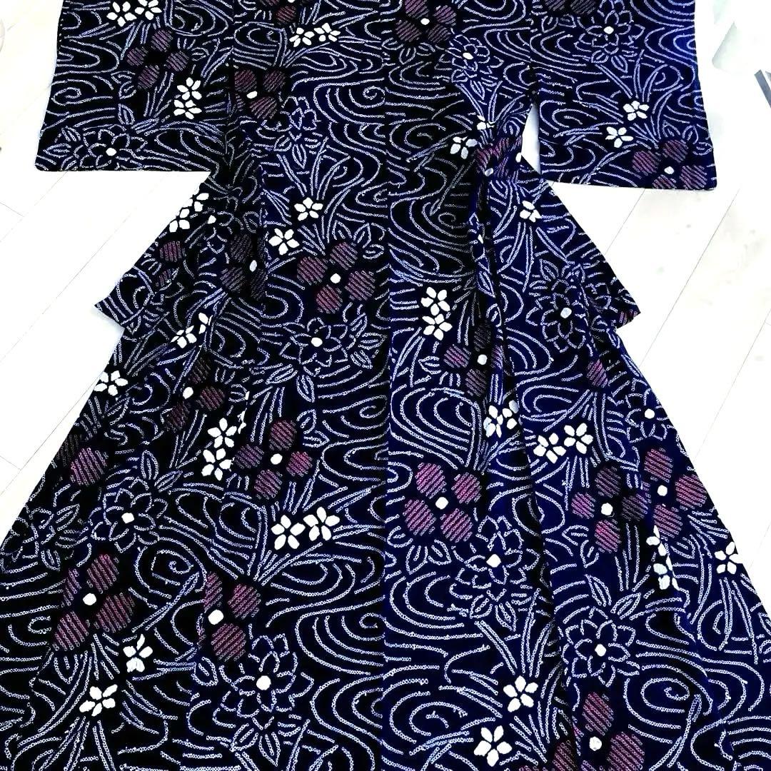 かなろうず　有松鳴海絞り浴衣　手縫い　上質　濃紺　絞り浴衣　No.6-68