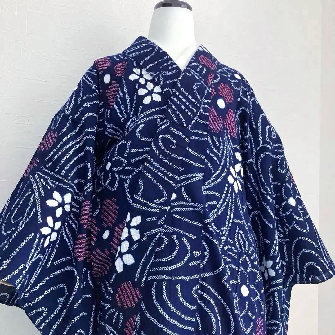 かなろうず　有松鳴海絞り浴衣　手縫い　上質　濃紺　絞り浴衣　No.6-68