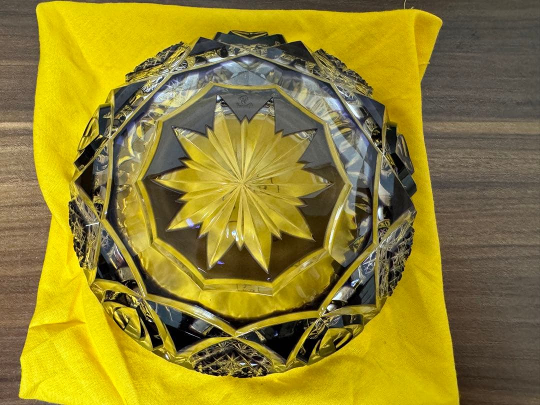 価格変更 江戸切子 硝子切子 黒川昭男作 被皿 - メルカリ