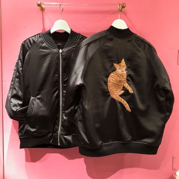 かおりん様専用☆ mmts 猫刺繍リバーシブルスカジャン レディース 黒