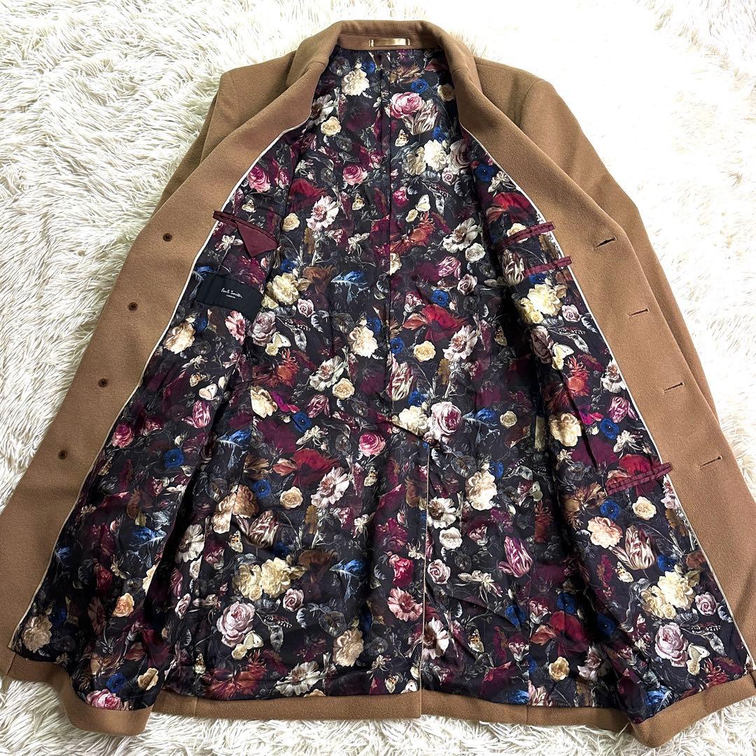 極美品 ポールスミス チェスターコート 薔薇柄 キャメル XL相当