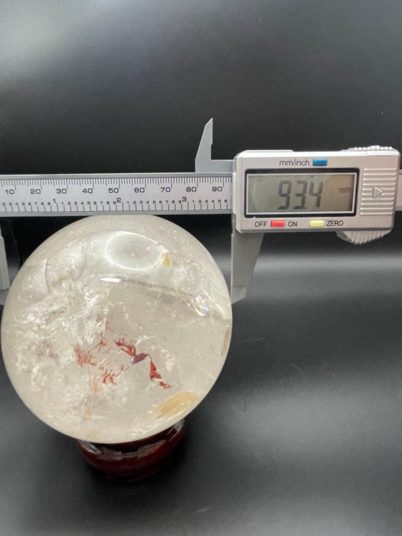 【ヒマラヤ水晶】天然石 丸玉 虹入り 約93.4mm 1165.5g セール中！