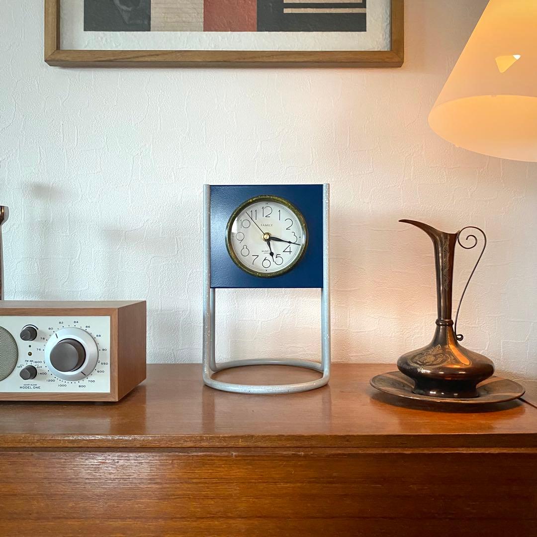 置時計 テーブルクロック ポストモダン ネイビー 置き時計 エクラク デスククロック フルール インテリア アナログ
