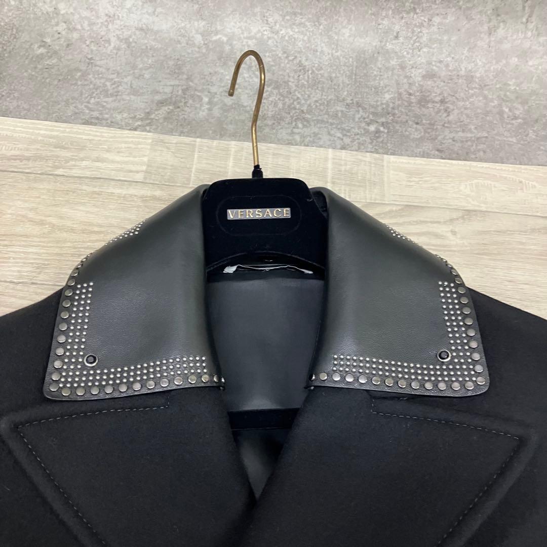 VALENTINOヴァレンティノ pコート ピーコート スタッズ レザー襟 46