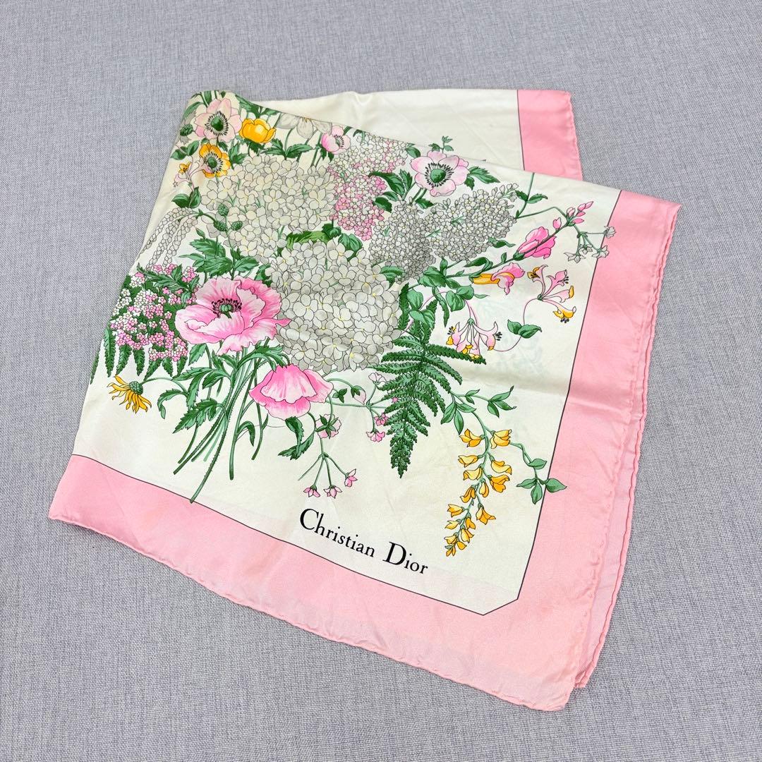 Christian Dior クリスチャンディオール シルク 花柄 スカーフ - メルカリ