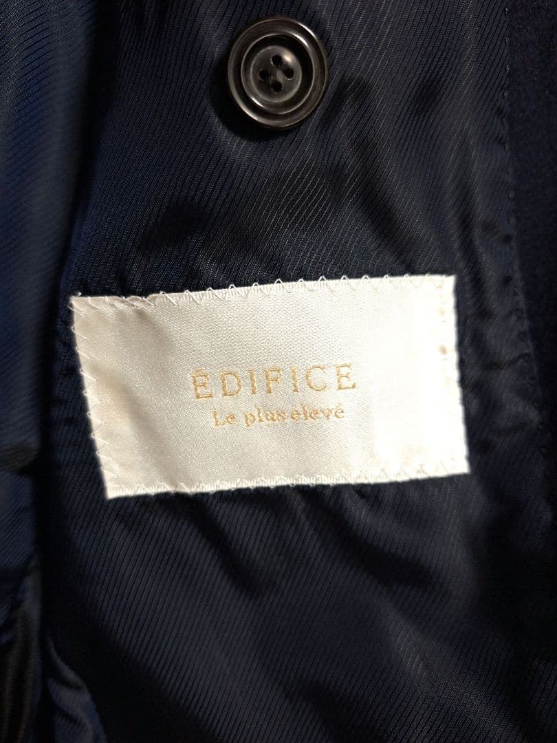 限定値下ロロ・ピアーナ×EDIFICEネイビーダブルブレストチェスターコート46