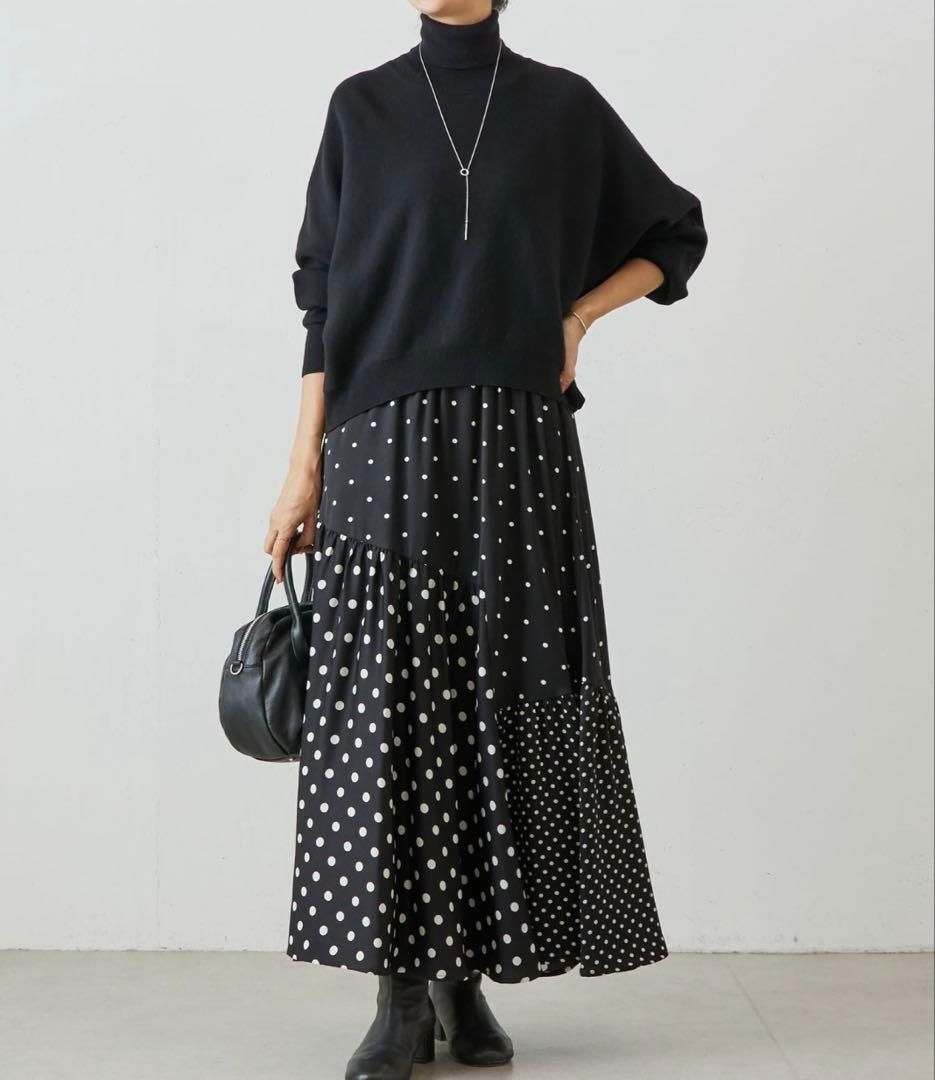 ビアズリー　ドットパッチワークロングスカート BEARDSLEY（ビアズリー） スカート ドットパッチワークロングスカート
