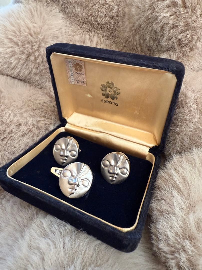 レア☆】大阪万博EXPO70太陽の塔 カフスボタン・ネクタイピン 岡本太郎