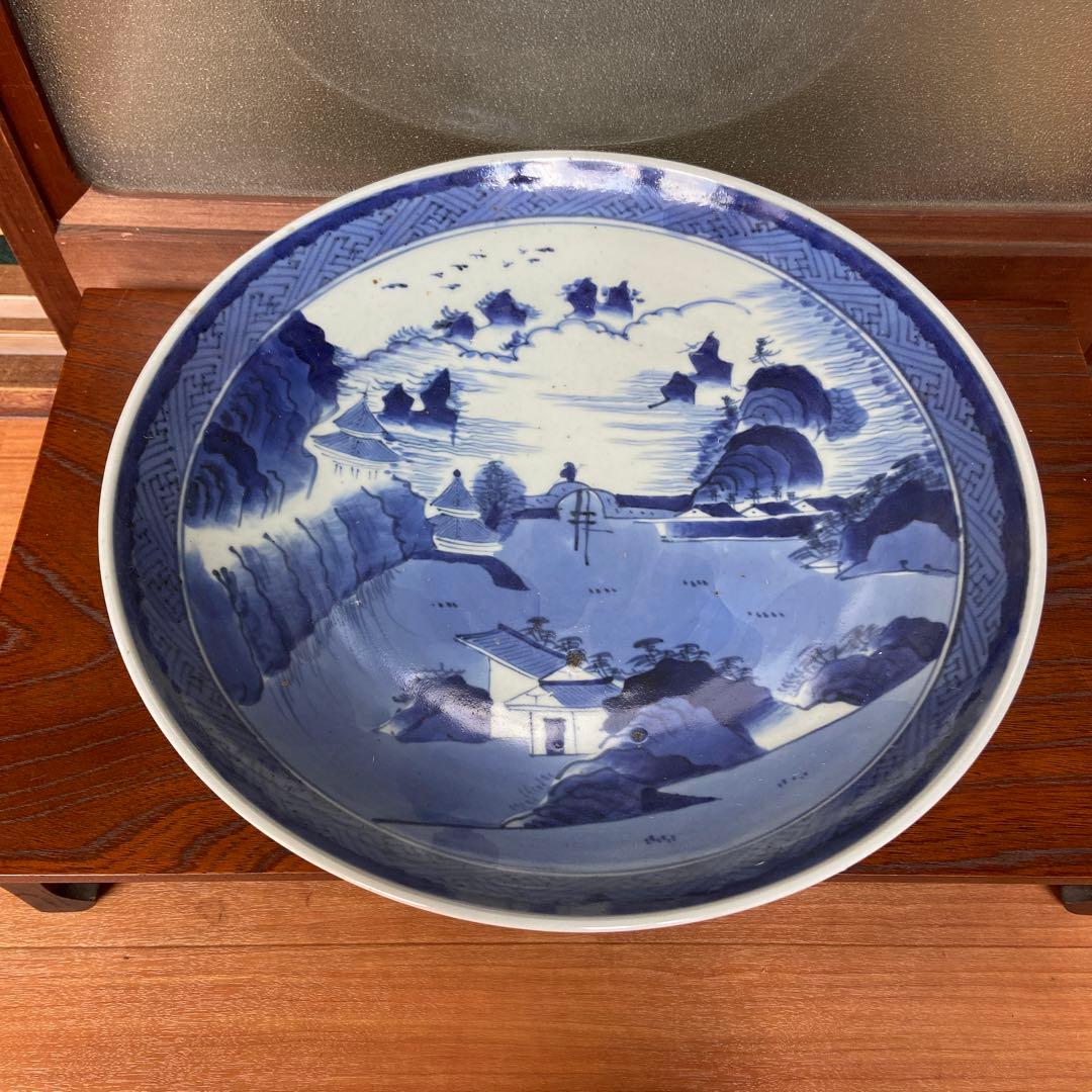 古伊万里染付風景図大皿 古伊万里染付風景図大皿 - メルカリ