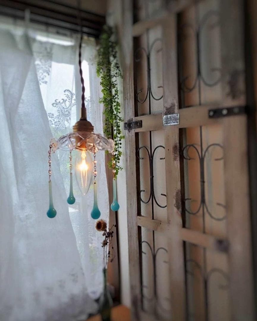 プチシャンデリアペンダントランプブルーオパリンペンダントライト