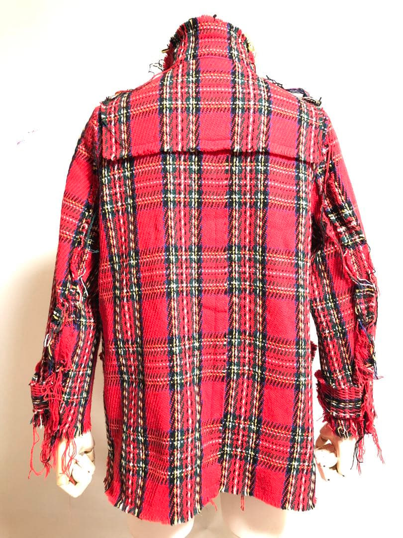 美品】UNDERCOVER タータンチェック ダッフルコート 赤 S‐M - メルカリ