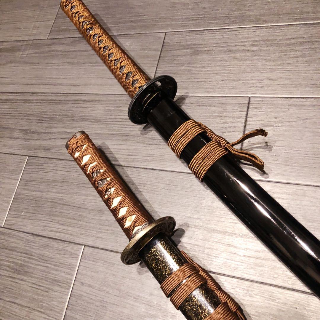 高級模造刀 居合刀 美術刀剣 太刀 脇差 大小セット 2本セット 拵え