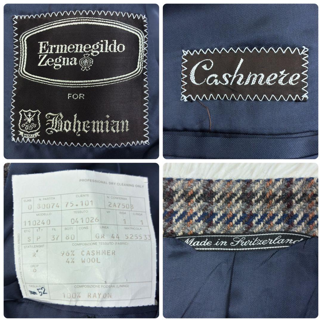 美品 エルメネジルドゼニア カシミヤ100％ ツイード千鳥格子