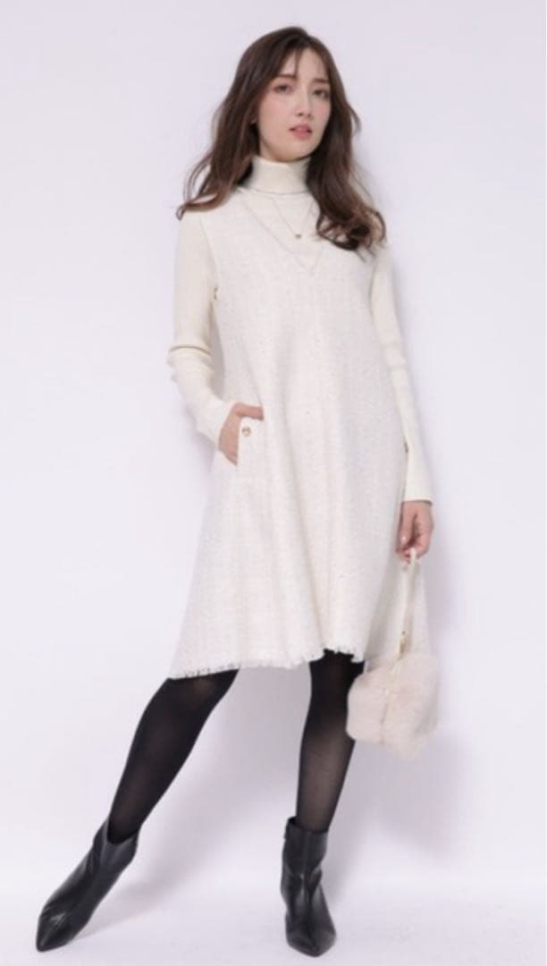 Apuweiser-riche フレアツイードジャンスカ 白 - メルカリ