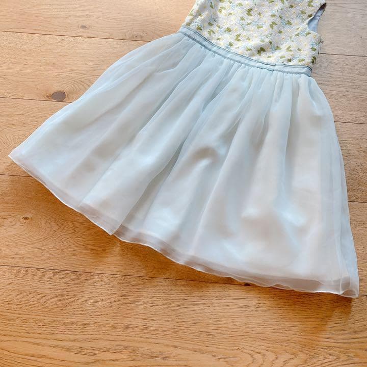 新品 組曲キッズ ワンピース 110 ドレス マーガレット 青系 6373の通販