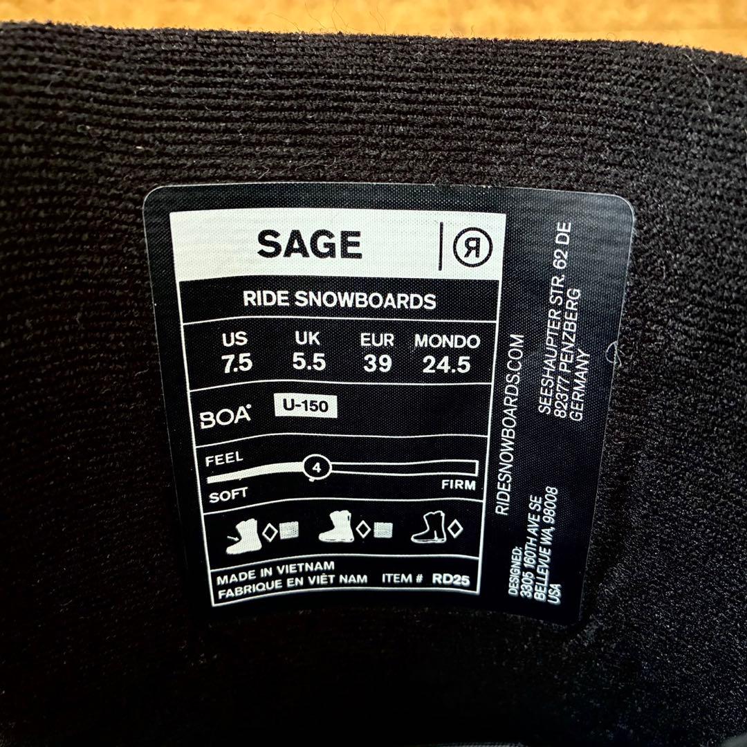 RIDE SAGE 2026 BOA スノーボードブーツ 24.5cm
