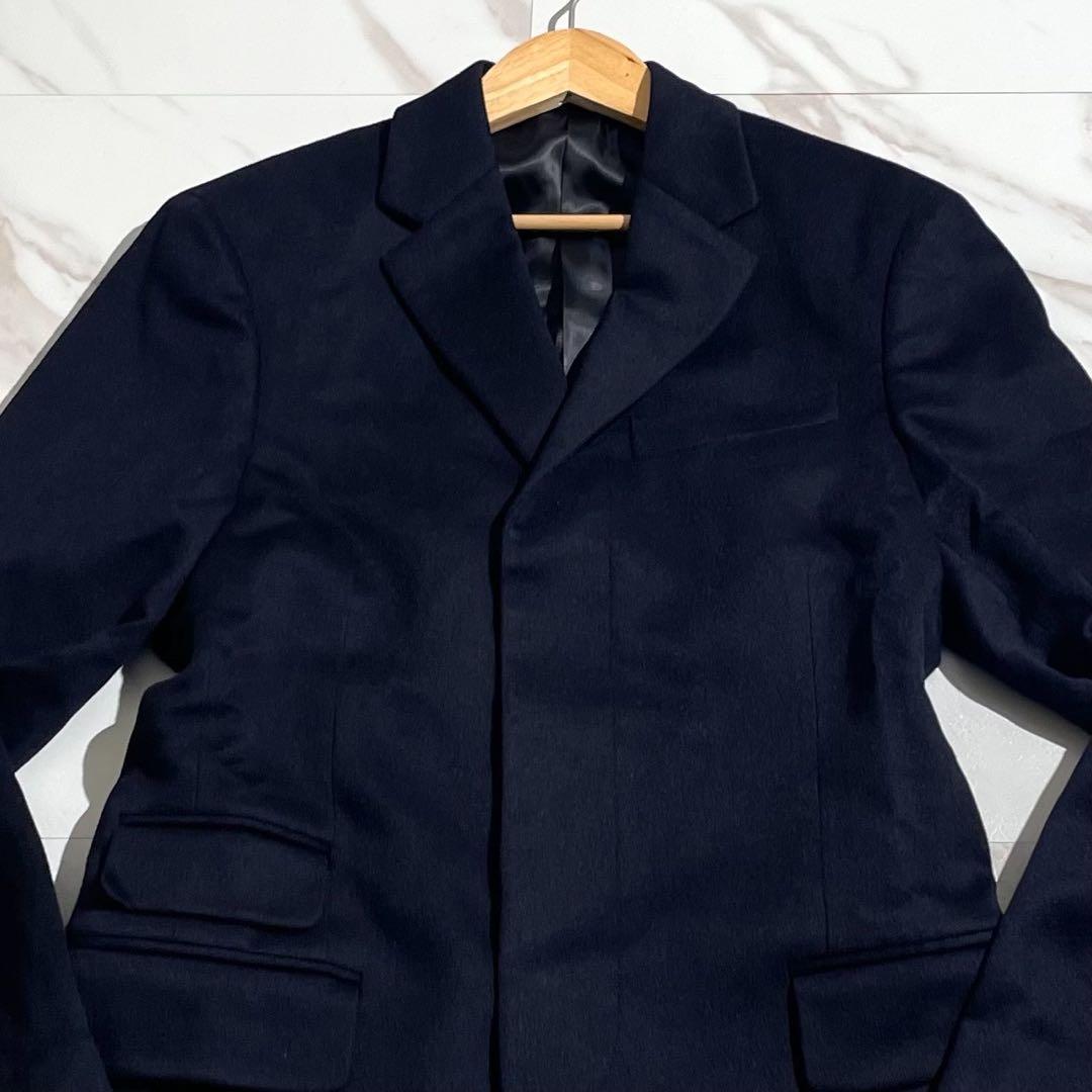 カシミヤ100% 極美品 PRADA チェスターコート ネイビー 【166】