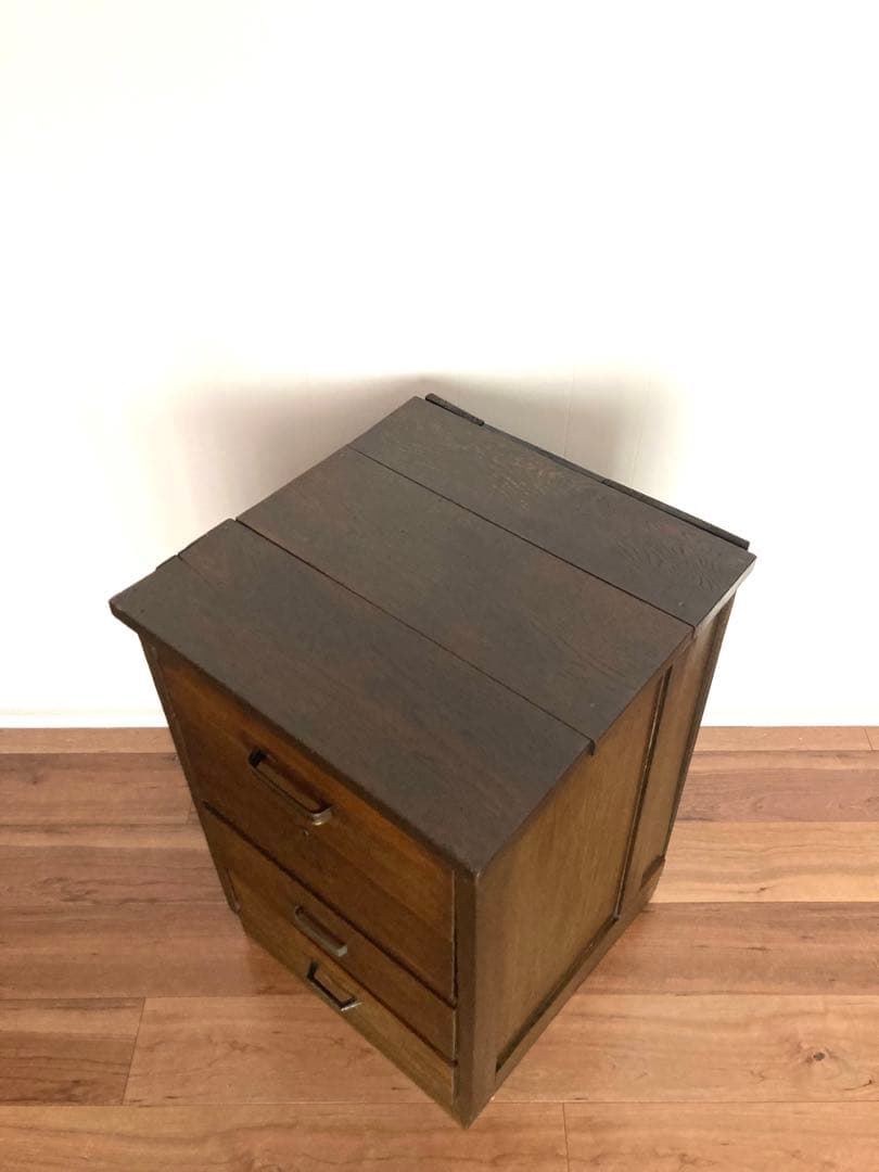 メンテ済み】味のあるアンティークの木製引出し ベッドサイドテーブル