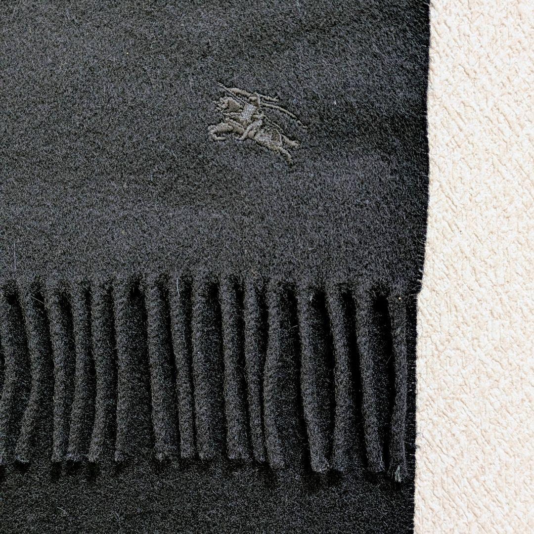 数回使用】Burberry´s カシミヤ ブラックマフラー ストール 太フリンジ