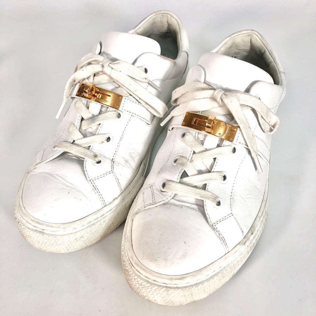 たく　エルメス スニーカー デイ ケリーバックル ホワイト　40 1/2 楽天市場】≪Brand new≫ HERMES DAY Leather Sneaker White SPVD