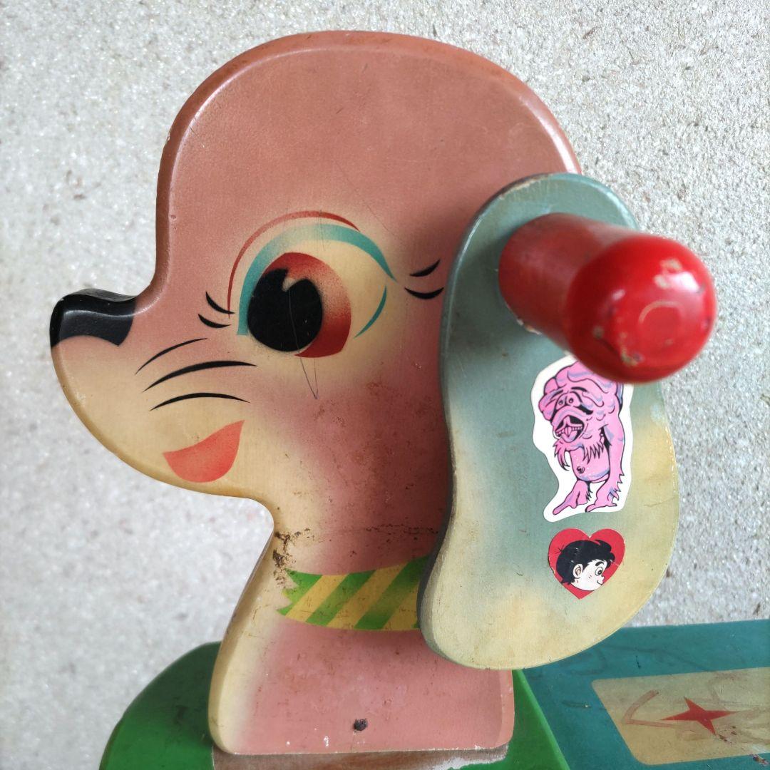 レトロ 木製玩具 犬手引き車